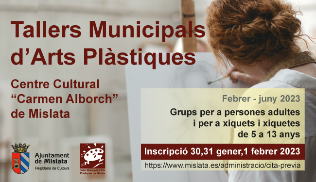 Banner. Talleres Artes Plásticas Febrero-Junio 2023