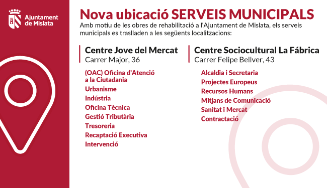 Banner. Nueva ubicación de servicios municipales