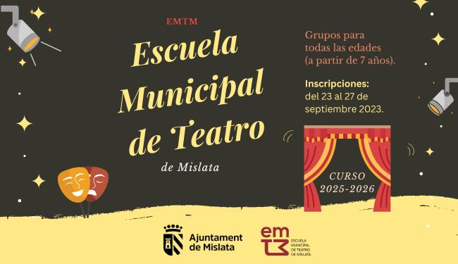 Banner. Escuela Municipal de Teatro de Mislata (EMTM) curso 2025-2026