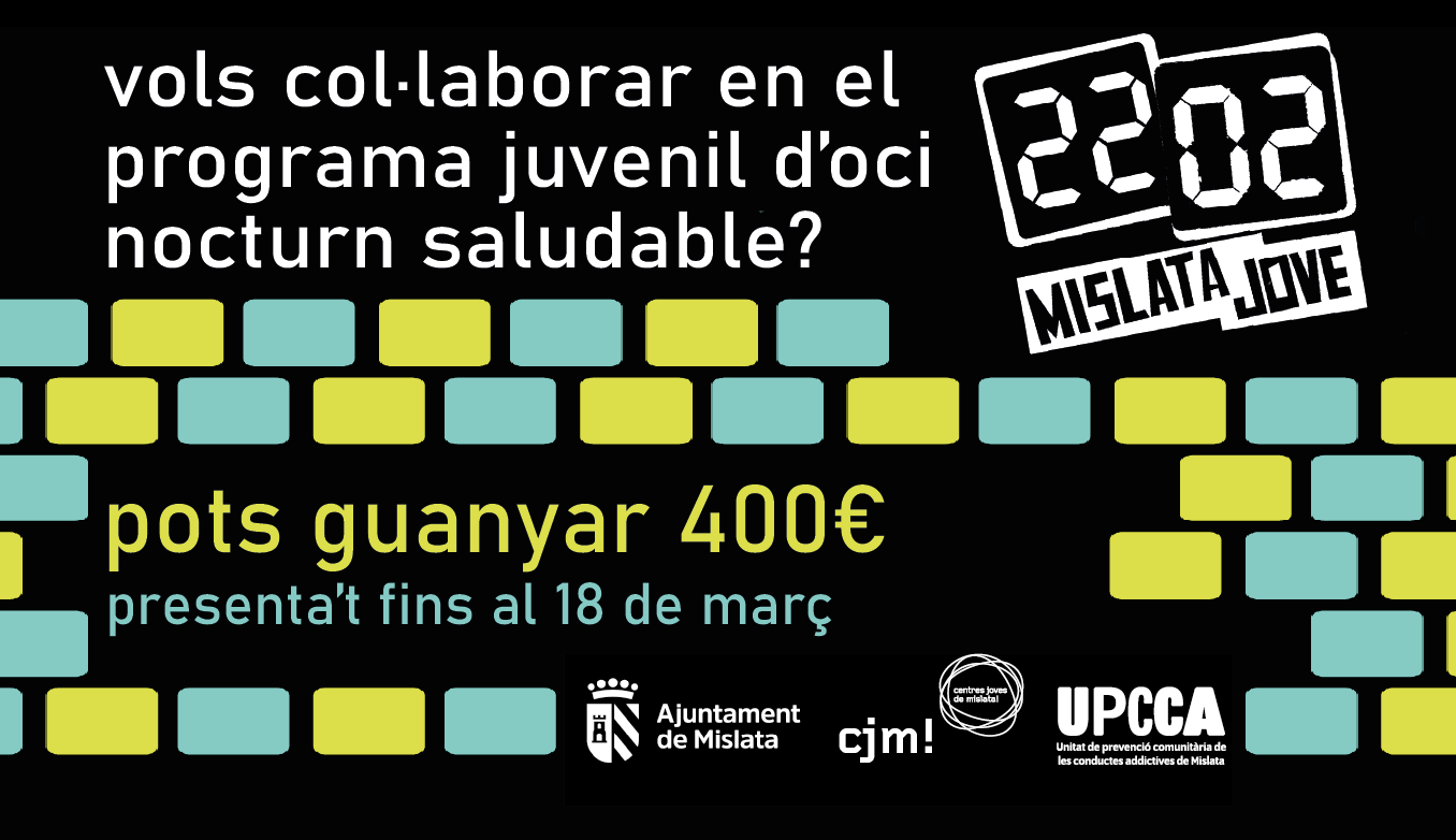 Banner. Premios de dinamización del programa juvenil “Ocio nocturno saludable en Mislata” 2026