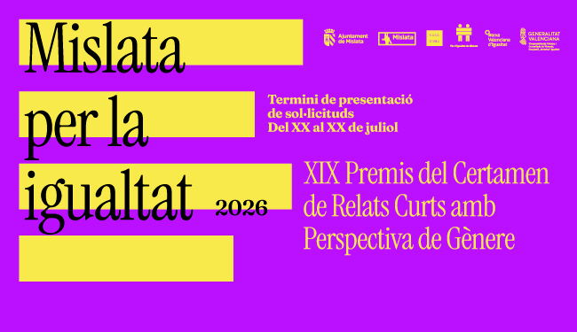 Slide. XIX Premis del Certamen de Relats Curts amb Perspectiva de Gènere. Mislata per la Igualtat, 2026