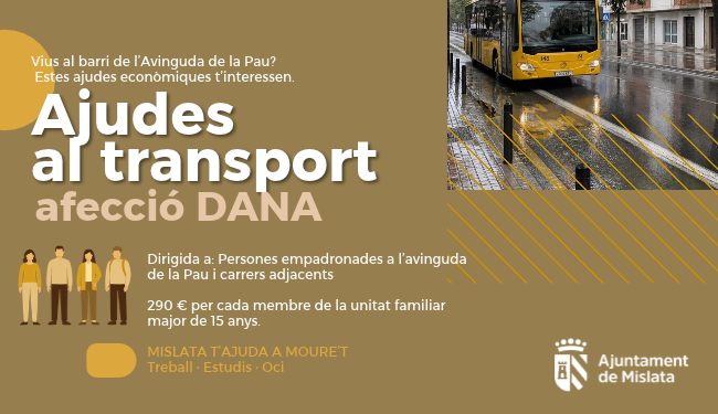 Banner. Ajudes econòmiques directes en matèria de transport a persones físiques afectades per la DANA